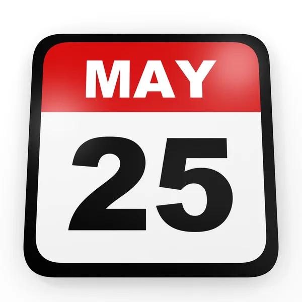 25. Mai Kalender auf weißem Hintergrund. — Stockfoto