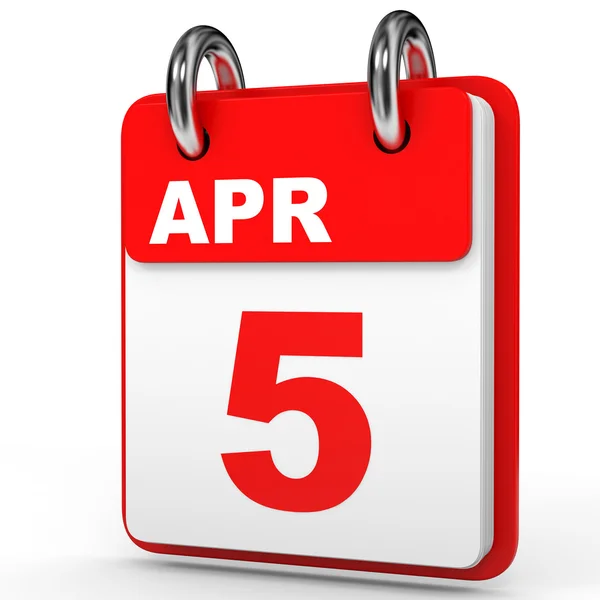 5 aprile. Calendario su sfondo bianco . — Foto Stock