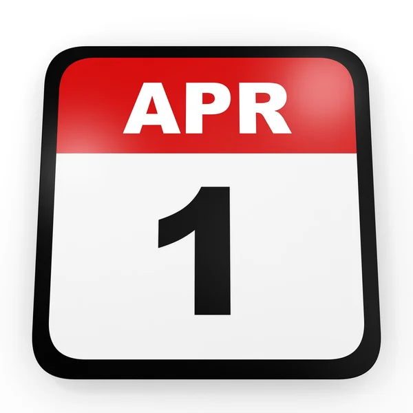 1 aprile. Calendario su sfondo bianco . — Foto Stock