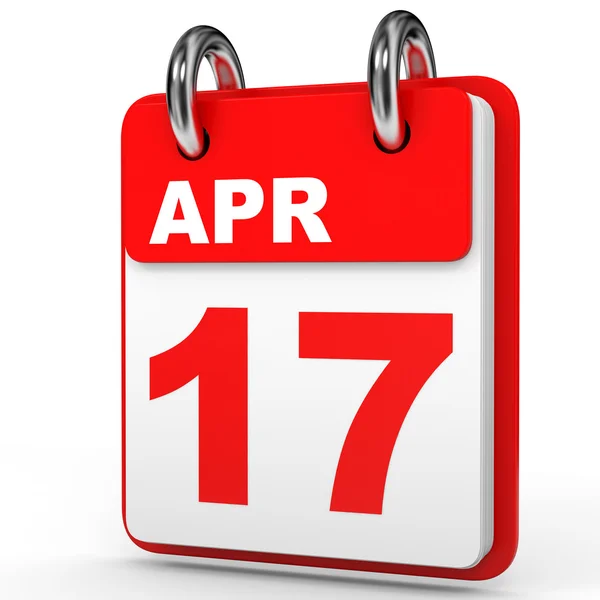 17 april. Kalender på vit bakgrund. — Stockfoto