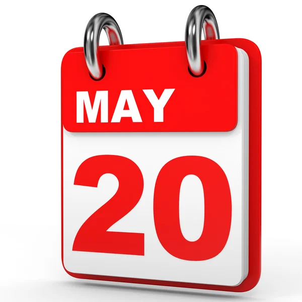 20 de mayo. Calendario sobre fondo blanco . —  Fotos de Stock