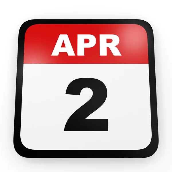 Den 2 april. Kalender på vit bakgrund. — Stockfoto