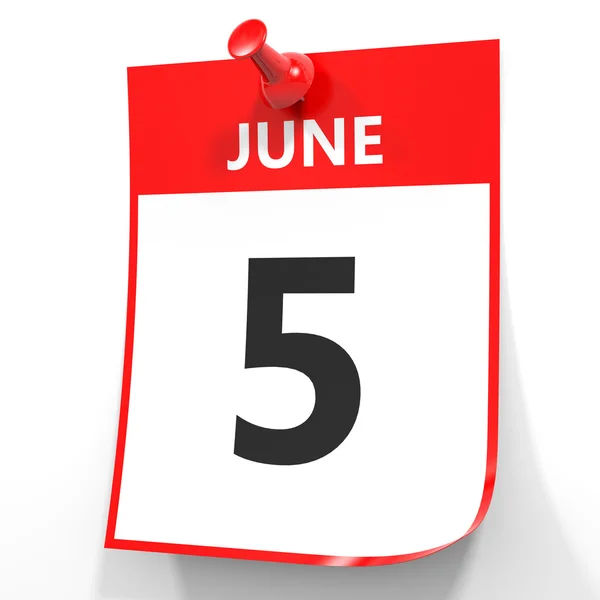 June 5. Calendar on white background. — Stock Photo, Image