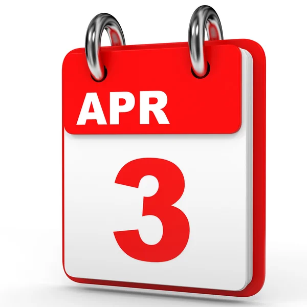 April 3. Calendar on white background. — Stock Photo, Image