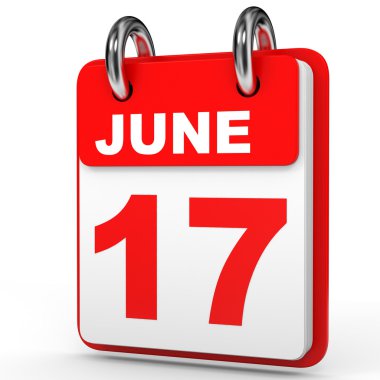 Haziran 17. Beyaz arka plan üzerinde takvim.