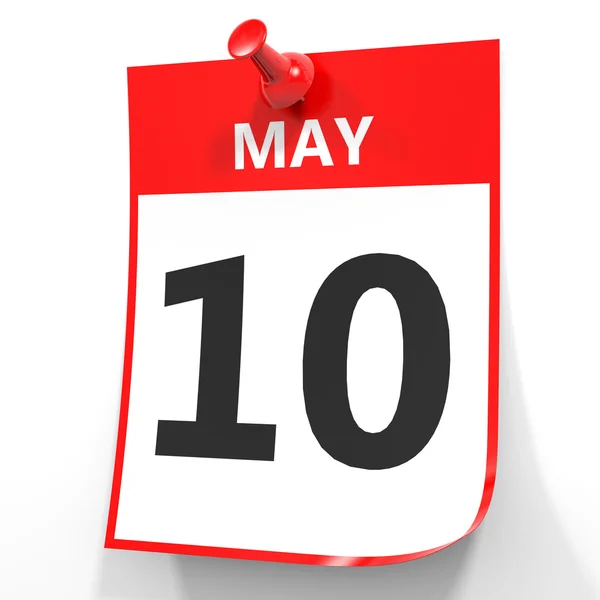 10. Mai Kalender auf weißem Hintergrund. — Stockfoto