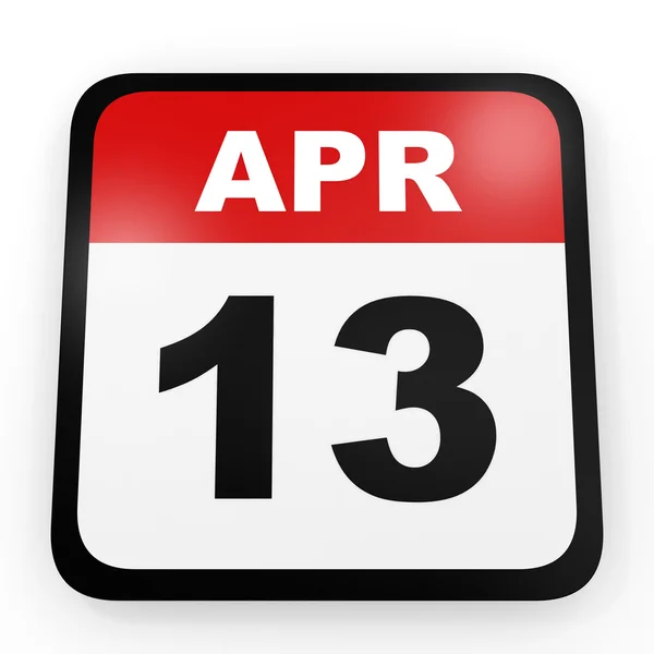 13 aprile. Calendario su sfondo bianco . — Foto Stock