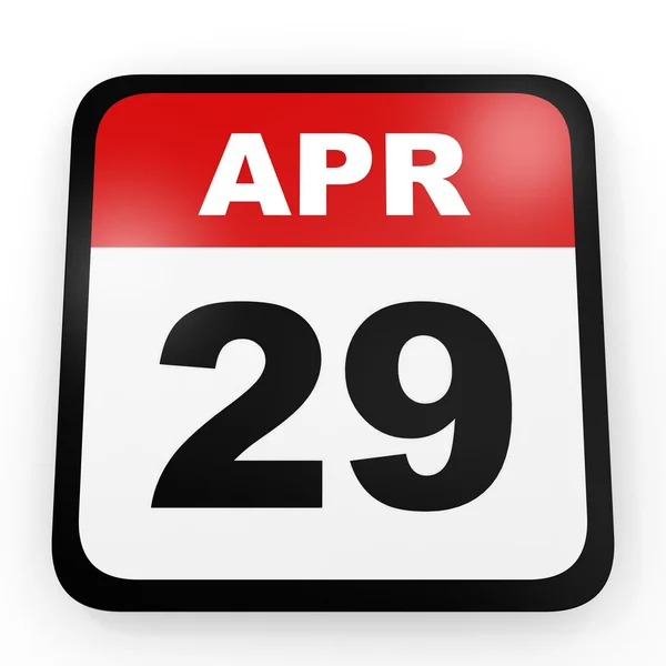 Den 29 april. Kalender på vit bakgrund. — Stockfoto