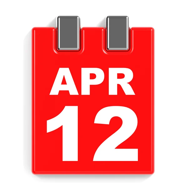 12. dubna. Kalendář na bílém pozadí. — Stock fotografie