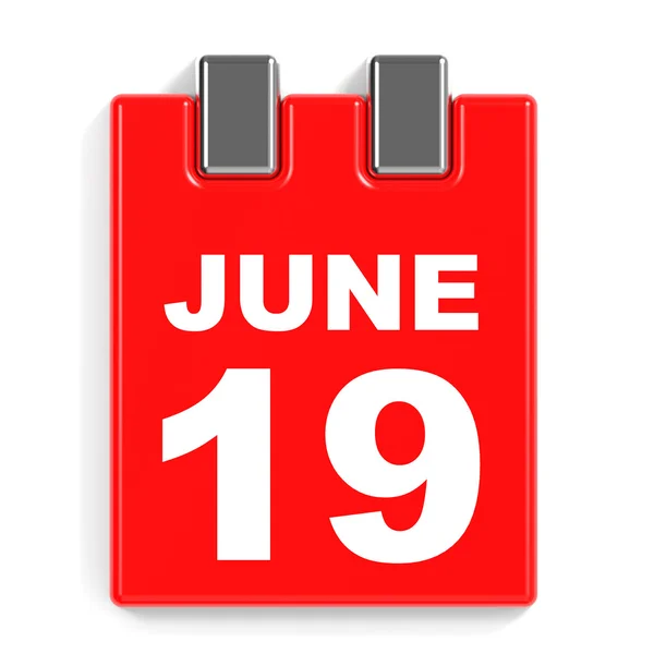 19 iunie. Calendar pe fundal alb . — Fotografie, imagine de stoc