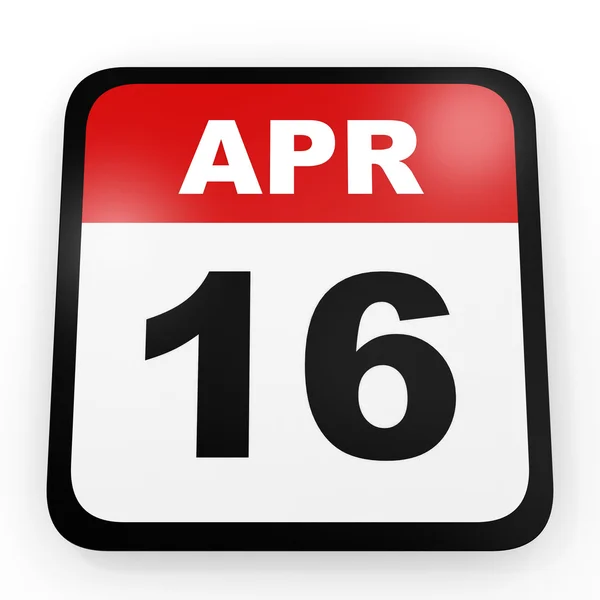16 april. Kalender på vit bakgrund. — Stockfoto