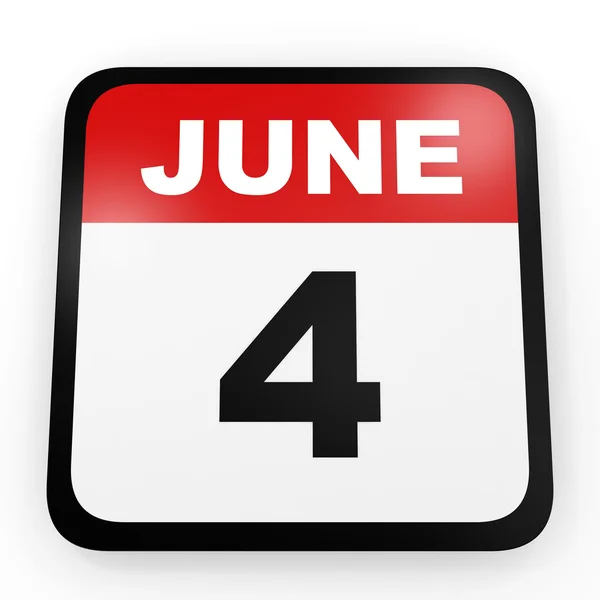 4. Juni Kalender auf weißem Hintergrund. — Stockfoto