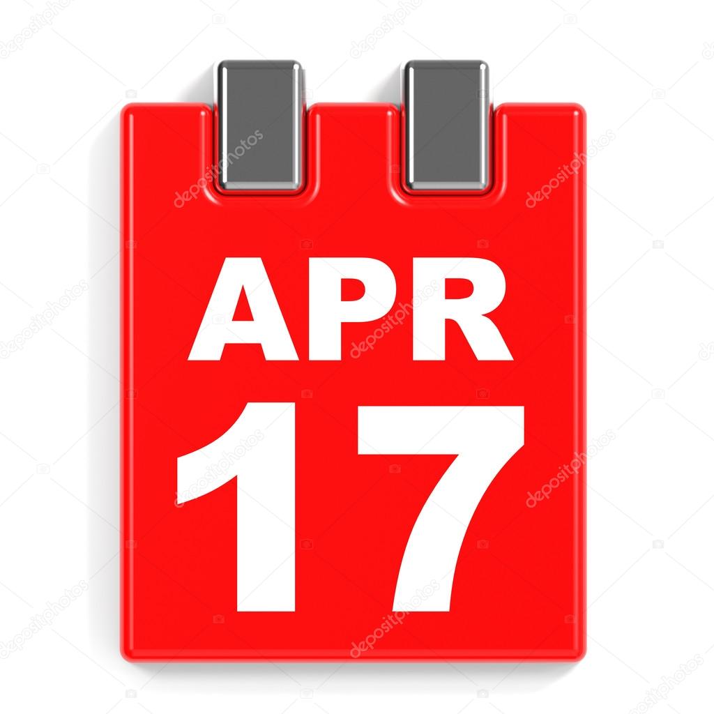 April 17. Calendar on white background.