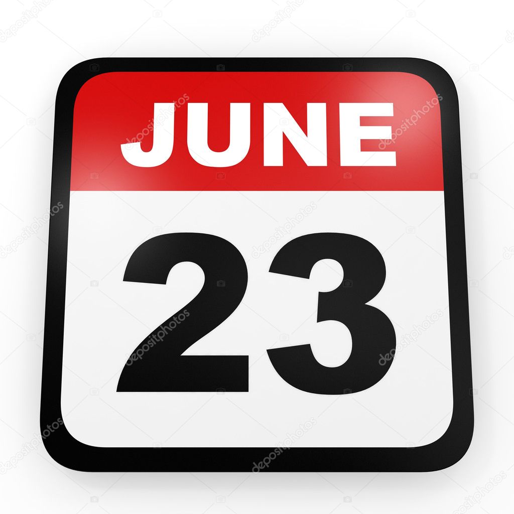 23 de junio. Calendario sobre fondo blanco. 2022