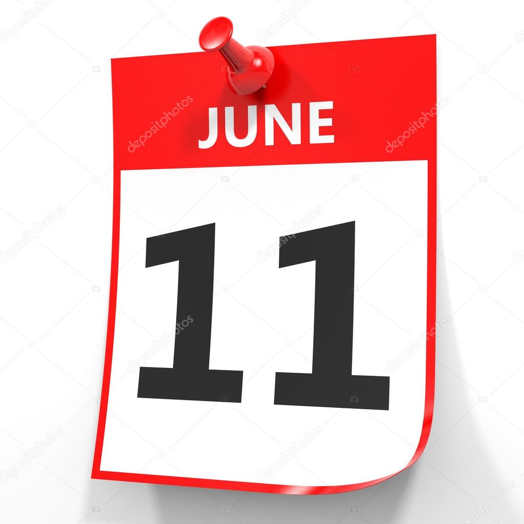 June 11. Calendar on white background. — Stock Photo