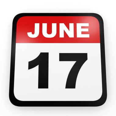 Haziran 17. Beyaz arka plan üzerinde takvim.