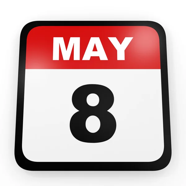 8 de mayo. Calendario sobre fondo blanco . — Foto de Stock