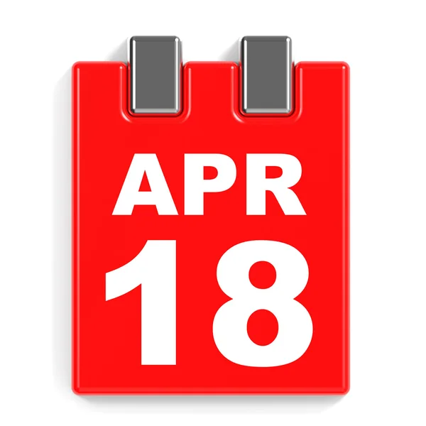 18 aprile. Calendario su sfondo bianco . — Foto Stock