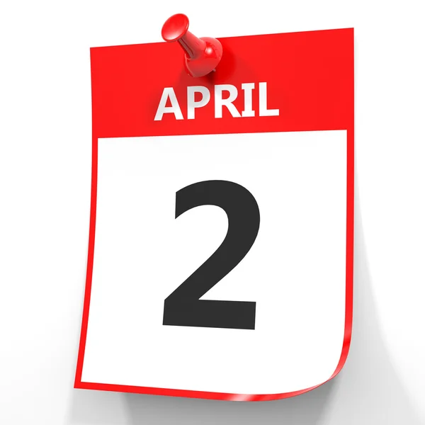 April 2. Calendar on white background. — Stock Photo, Image