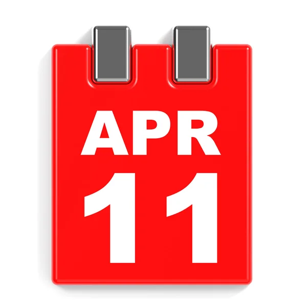 11. April Kalender auf weißem Hintergrund. — Stockfoto