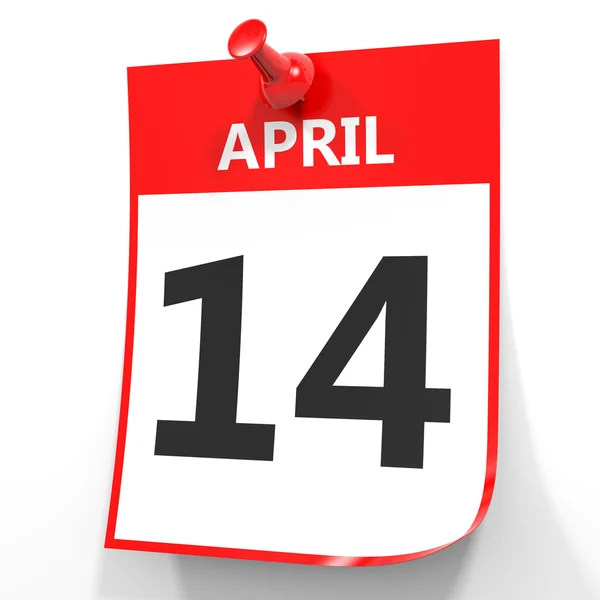 14 kwietnia. Kalendarz na białym tle. — Zdjęcie stockowe