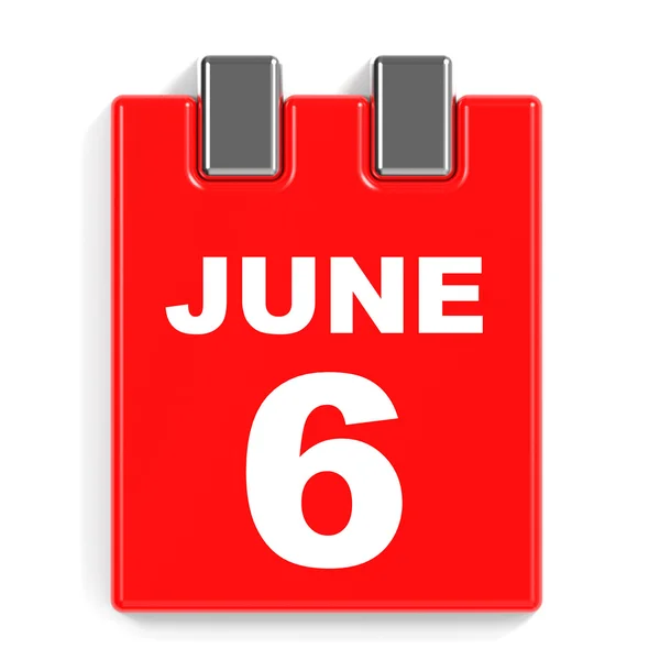 June 6. Calendar on white background. — Stock Photo, Image