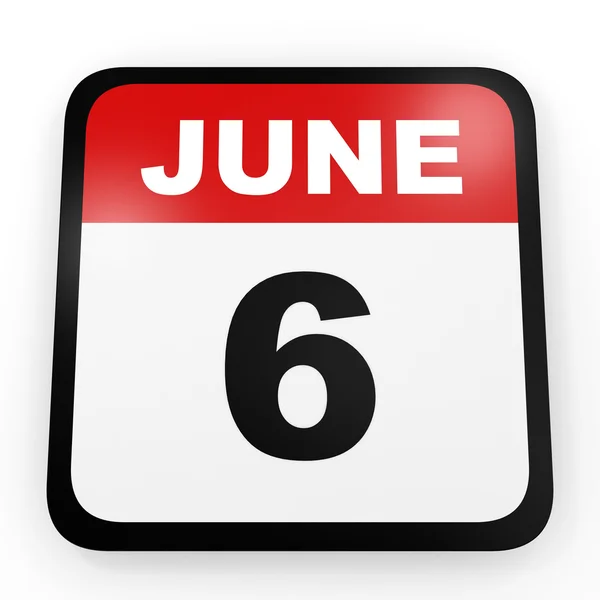 6 de Junho. Calendário sobre fundo branco . — Fotografia de Stock