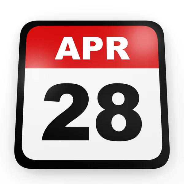 28. April Kalender auf weißem Hintergrund. — Stockfoto