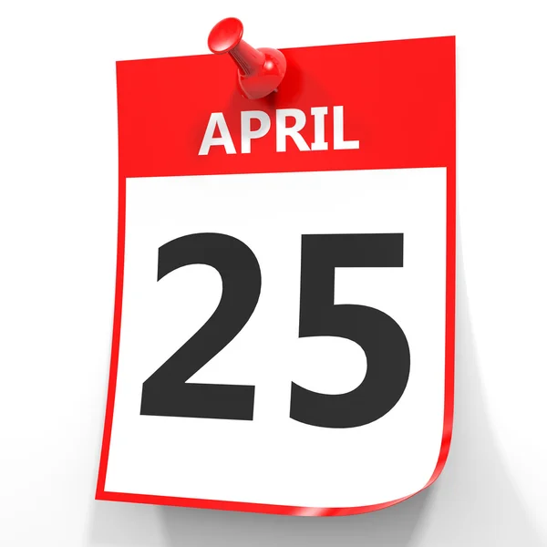 25 aprile. Calendario su sfondo bianco . — Foto Stock