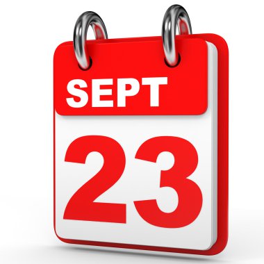 23 Eylül. Beyaz arka plan üzerinde takvim.