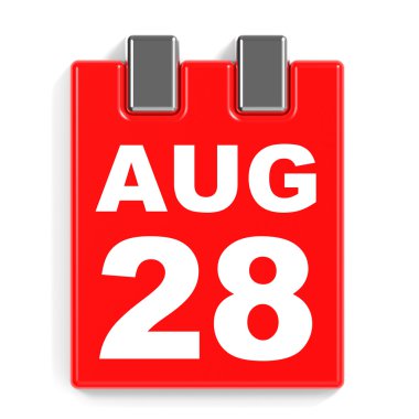 28 Ağustos. Beyaz arka plan üzerinde takvim.