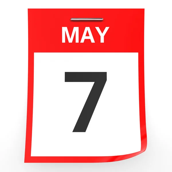 7 mei. Kalender op witte achtergrond. — Stockfoto