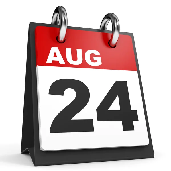 24 agosto. Calendario su sfondo bianco . — Foto Stock