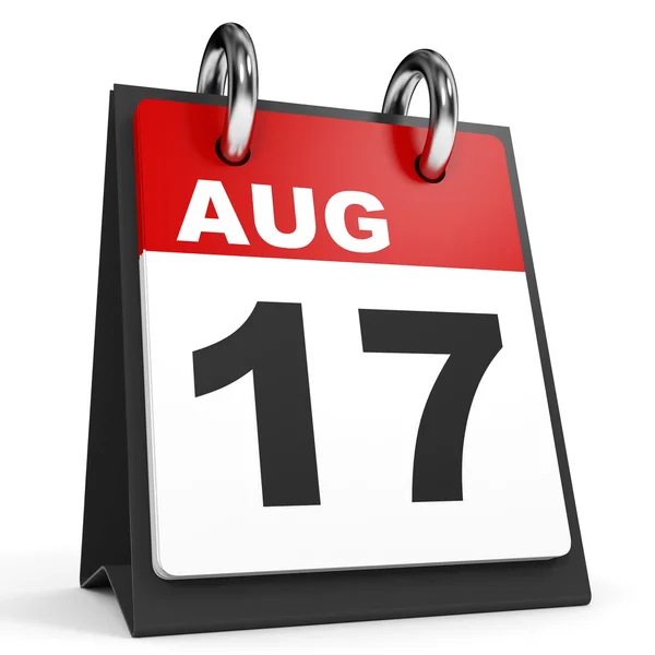 17 de Agosto. Calendário sobre fundo branco . — Fotografia de Stock