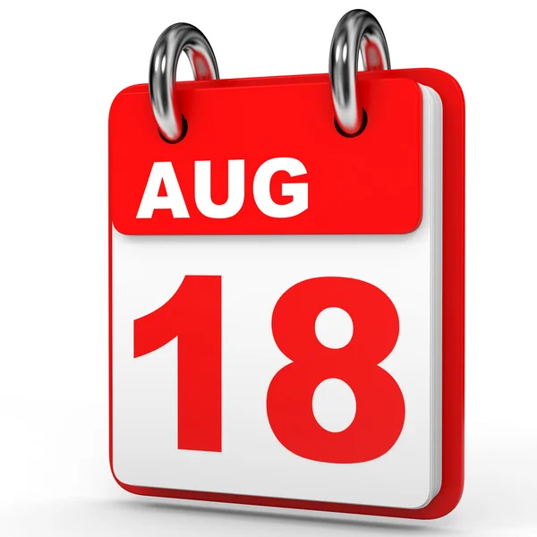 18 Αυγούστου. Ημερολόγιο σε λευκό φόντο. — Φωτογραφία Αρχείου