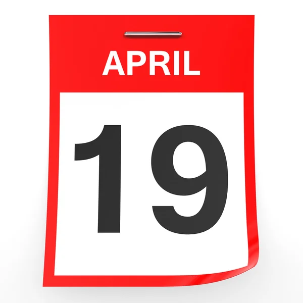 19 апреля. календарь на белом фоне . — стоковое фото