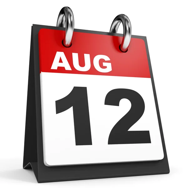 12 agosto. Calendario su sfondo bianco . — Foto Stock