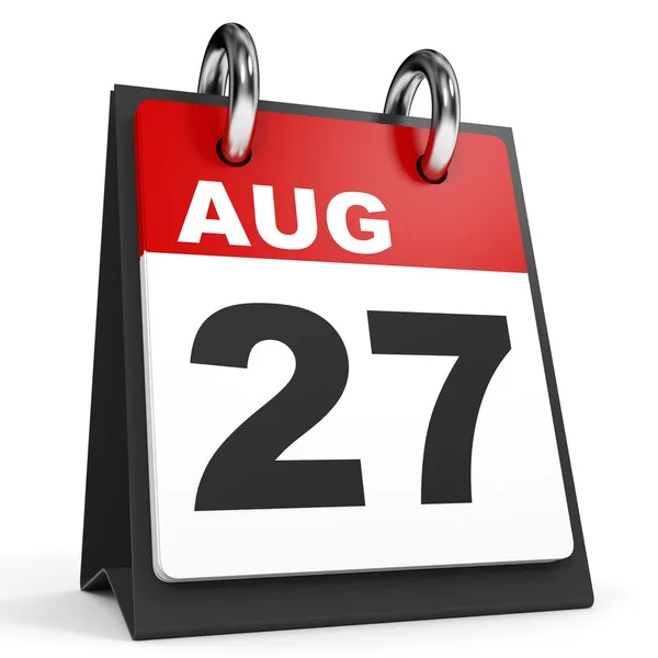 27 augusti. Kalender på vit bakgrund. — Stockfoto