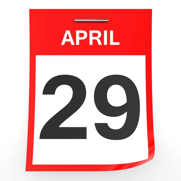 29 aprile. Calendario su sfondo bianco . — Foto Stock