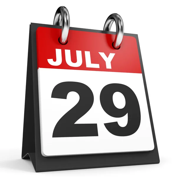 29 Juli. Kalender pada latar belakang putih . — Stok Foto