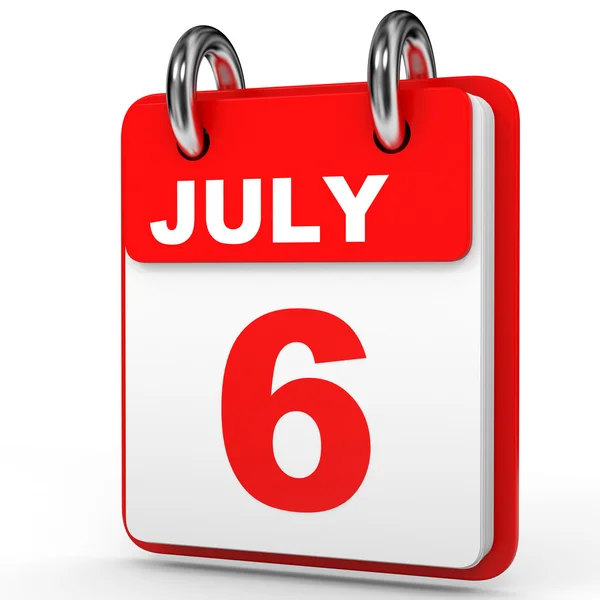 6. Juli Kalender auf weißem Hintergrund. — Stockfoto