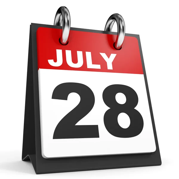 28 Juli. Kalender pada latar belakang putih . — Stok Foto