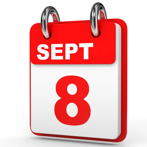 8. September Kalender auf weißem Hintergrund. — Stockfoto