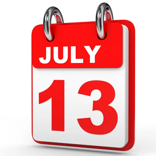 13 de julio. Calendario sobre fondo blanco . —  Fotos de Stock