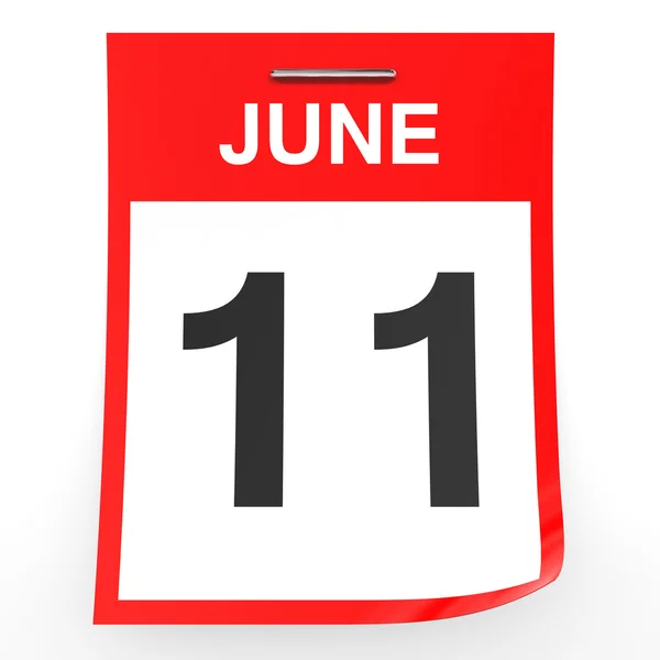 11 de junio. Calendario sobre fondo blanco . — Foto de Stock