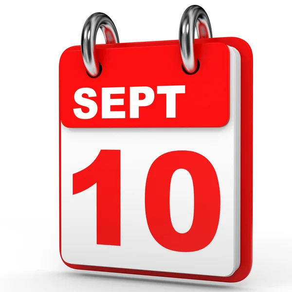 Il 10 settembre. Calendario su sfondo bianco . — Foto Stock