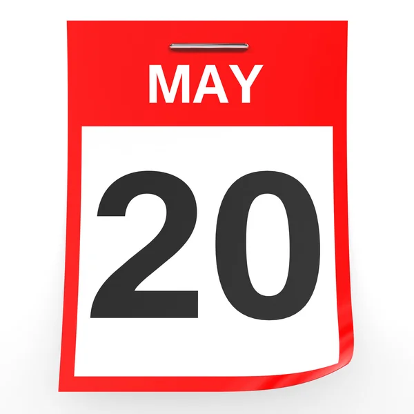 20 мая. календарь на белом фоне . — стоковое фото