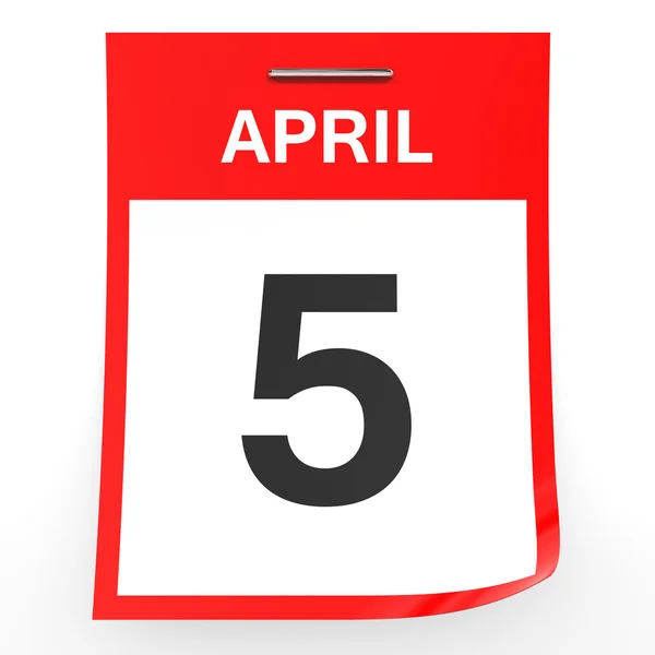 5. dubna. Kalendář na bílém pozadí. — Stock fotografie