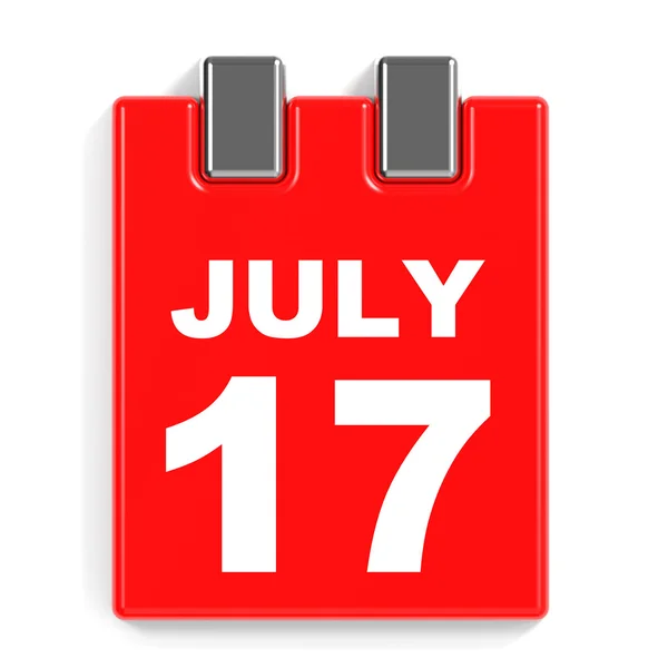 17 Ιουλίου. Ημερολόγιο σε λευκό φόντο. — Φωτογραφία Αρχείου