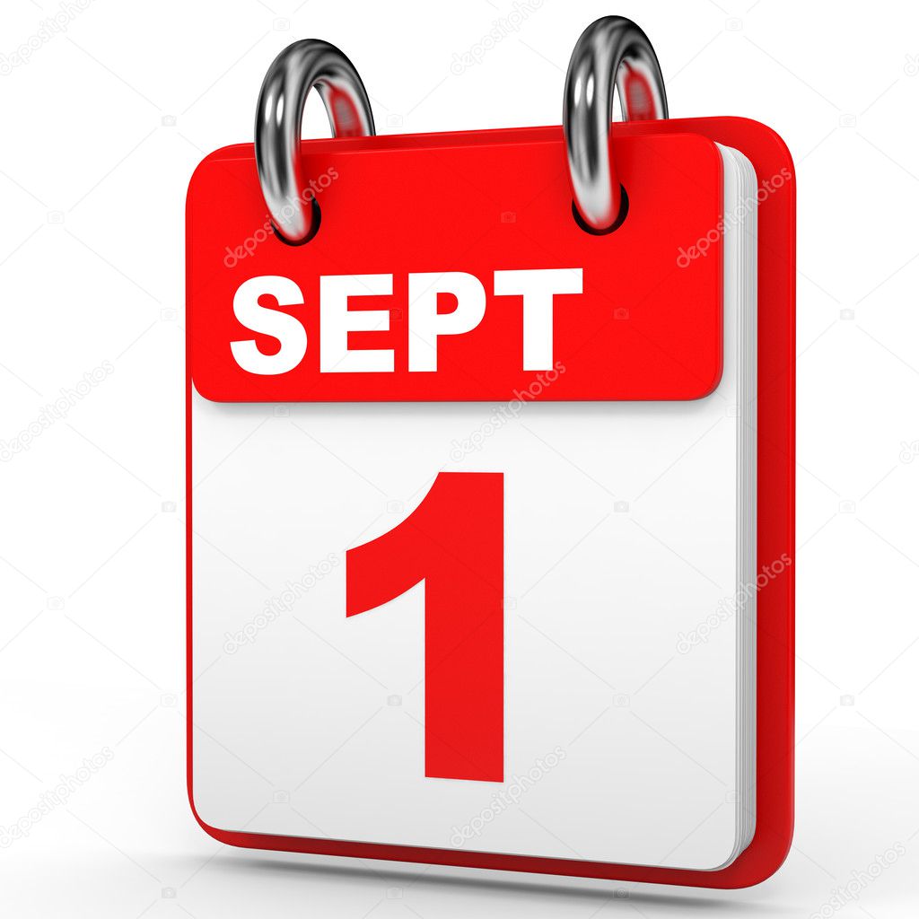 September 1. Calendar on white background.